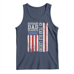 Husband Dad Grandpa 45 Year Old Legend Tank Top American Flag Birthday Gift