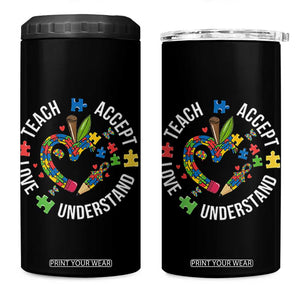 Special Education Teacher Autism 4 in 1 Can Cooler Tumbler Teach Accept Understand Love