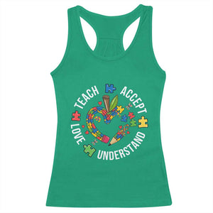 Special Education Teacher Autism Racerback Tank Top Teach Accept Understand Love