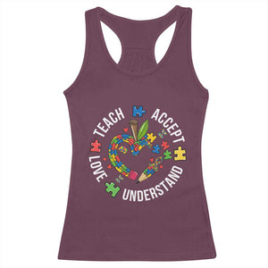 Special Education Teacher Autism Racerback Tank Top Teach Accept Understand Love