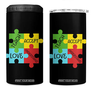 Special Ed Educator Autism Support 4 in 1 Can Cooler Tumbler Teach Accept Understand Love