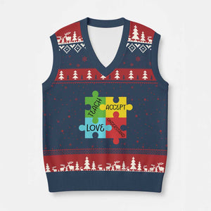 Special Ed Educator Autism Support V-Neck Knit Sweater Vest Teach Accept Understand Love