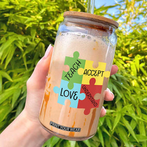 Special Ed Educator Autism Support Glass Can Teach Accept Understand Love