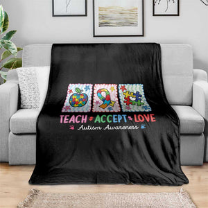 Autism Acceptance Support Throw Blanket Teach Accept Love
