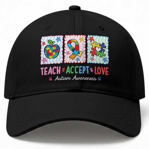 Autism Acceptance Support Baseball Cap Teach Accept Love