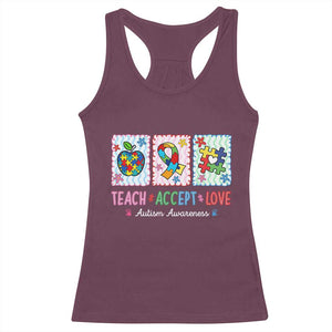 Autism Acceptance Support Racerback Tank Top Teach Accept Love
