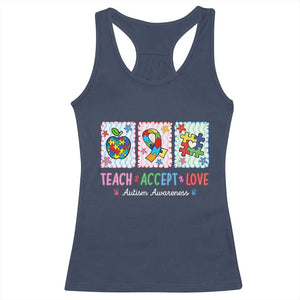Autism Acceptance Support Racerback Tank Top Teach Accept Love