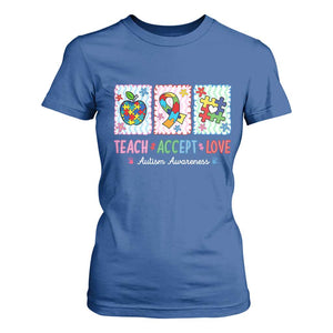 Autism Acceptance Support T Shirt For Women Teach Accept Love