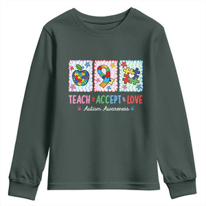 Autism Acceptance Support Youth Sweatshirt Teach Accept Love
