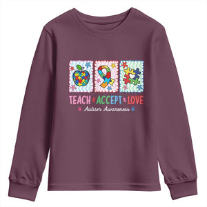 Autism Acceptance Support Youth Sweatshirt Teach Accept Love
