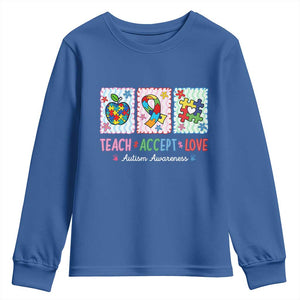 Autism Acceptance Support Youth Sweatshirt Teach Accept Love