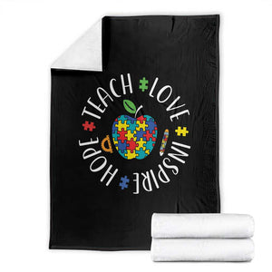 Autism Acceptance Teacher Throw Blanket Teach Love Hope Inspire