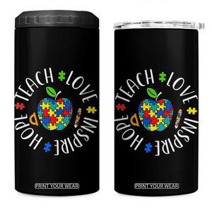 Autism Acceptance Teacher 4 in 1 Can Cooler Tumbler Teach Love Hope Inspire