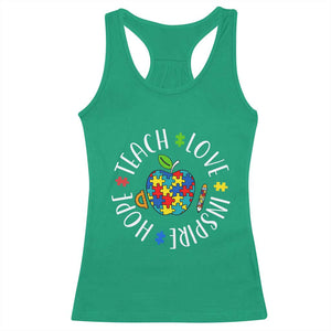 Autism Acceptance Teacher Racerback Tank Top Teach Love Hope Inspire