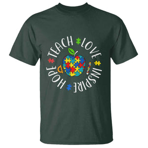 Autism Acceptance Teacher T Shirt Teach Love Hope Inspire