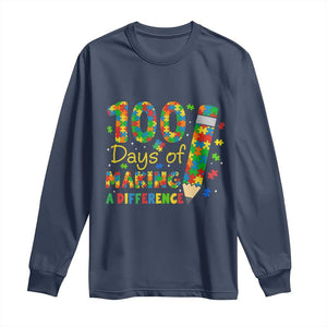 Proud Autism Teacher 100 Days Of School Long Sleeve Shirt Making A Difference