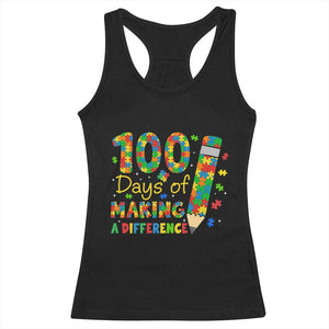 Proud Autism Teacher 100 Days Of School Racerback Tank Top Making A Difference