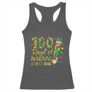 Proud Autism Teacher 100 Days Of School Racerback Tank Top Making A Difference