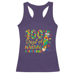 Proud Autism Teacher 100 Days Of School Racerback Tank Top Making A Difference