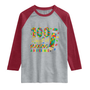 Proud Autism Teacher 100 Days Of School Raglan Shirt Making A Difference