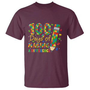 Proud Autism Teacher 100 Days Of School T Shirt Making A Difference