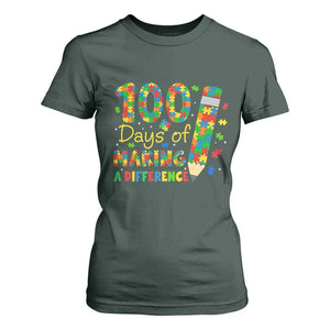 Proud Autism Teacher 100 Days Of School T Shirt For Women Making A Difference