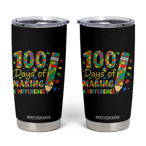 Proud Autism Teacher 100 Days Of School Tumbler Cup Making A Difference