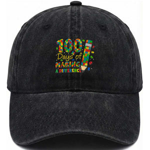 Proud Autism Teacher 100 Days Of School Washed Cotton Baseball Cap Making A Difference