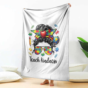 Sped Educator Autism Support Throw Blanket Teach Kindness Messy Bun