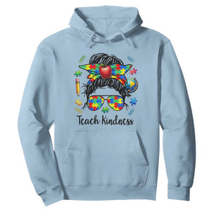 Sped Educator Autism Support Hoodie Teach Kindness Messy Bun