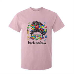Sped Educator Autism Support T Shirt For Kid Teach Kindness Messy Bun