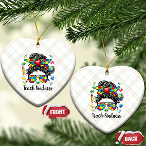 Sped Educator Autism Support Ceramic Ornament Teach Kindness Messy Bun