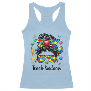 Sped Educator Autism Support Racerback Tank Top Teach Kindness Messy Bun