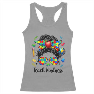 Sped Educator Autism Support Racerback Tank Top Teach Kindness Messy Bun