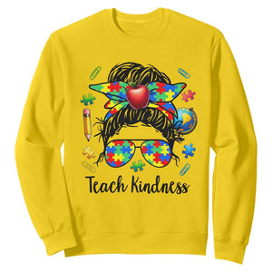 Sped Educator Autism Support Sweatshirt Teach Kindness Messy Bun