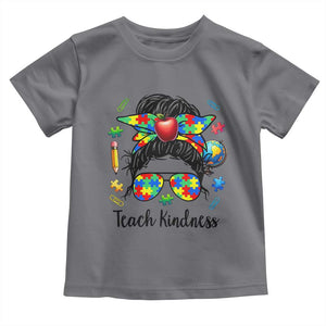 Sped Educator Autism Support Toddler T Shirt Teach Kindness Messy Bun