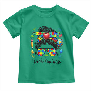 Sped Educator Autism Support Toddler T Shirt Teach Kindness Messy Bun