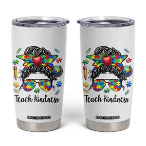 Sped Educator Autism Support Tumbler Cup Teach Kindness Messy Bun
