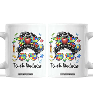 Sped Educator Autism Support Coffee Mug Teach Kindness Messy Bun