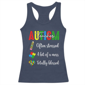 Autism Support Educator Racerback Tank Top Often Stressed A Bit Of A Mess Totally Blessed