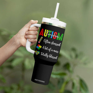 Autism Support Educator Tumbler With Handle Often Stressed A Bit Of A Mess Totally Blessed