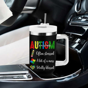 Autism Support Educator Tumbler With Handle Often Stressed A Bit Of A Mess Totally Blessed