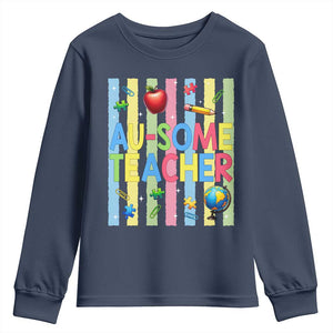 Special Ed Teacher Autism Acceptance Youth Sweatshirt Au Some Teacher