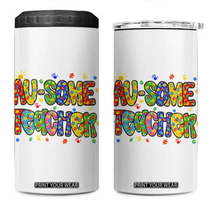 Autism Acceptance Special Education Teacher 4 in 1 Can Cooler Tumbler Au Some Teacher