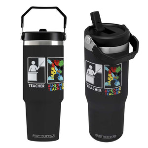Funny Au Some Teacher Flip Straw Tumbler Autism Acceptance Special Education Gift