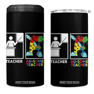 Funny Au Some Teacher 4 in 1 Can Cooler Tumbler Autism Acceptance Special Education Gift