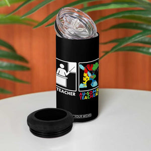 Funny Au Some Teacher 4 in 1 Can Cooler Tumbler Autism Acceptance Special Education Gift