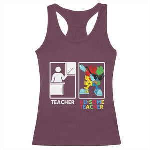 Funny Au Some Teacher Racerback Tank Top Autism Acceptance Special Education Gift