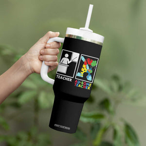 Funny Au Some Teacher Tumbler With Handle Autism Acceptance Special Education Gift