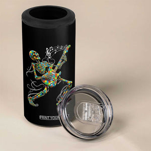 Autism Acceptance Rock Guitar Skeleton 4 in 1 Can Cooler Tumbler Music Lover